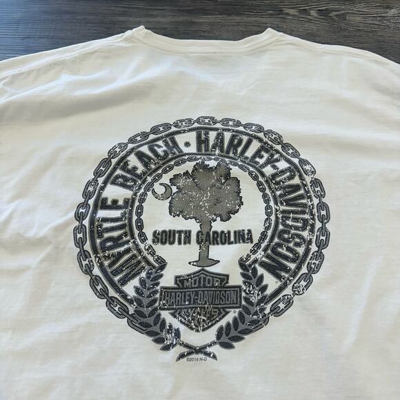 Harley Davidson Myrtle Beach SC White Mens XL Biker‎ HD Skull Graphic Pocket Tee - Picture 1 of 12